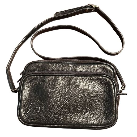 Hunting World Black Leather Crossbody Bag - Picture 1 of 14